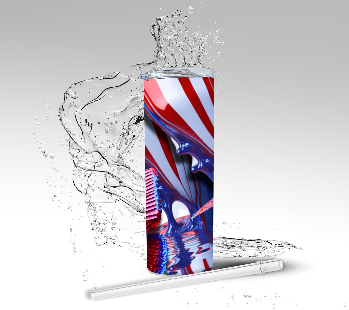 Patriotic Paint Butterflies, Sublimation Insulated Tumbler