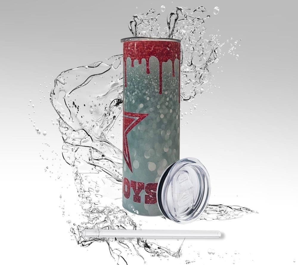 Cowboys Pink Glitter Drip Skinny Tumbler