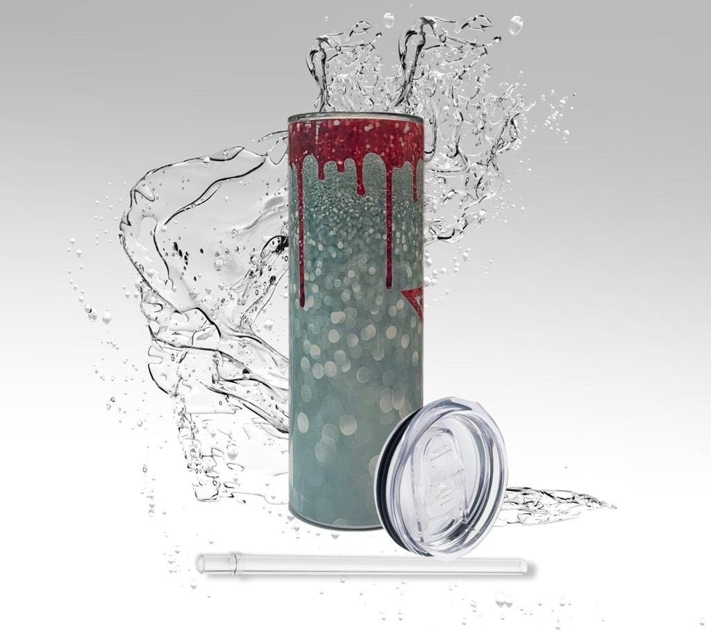 Cowboys Pink Glitter Drip Skinny Tumbler