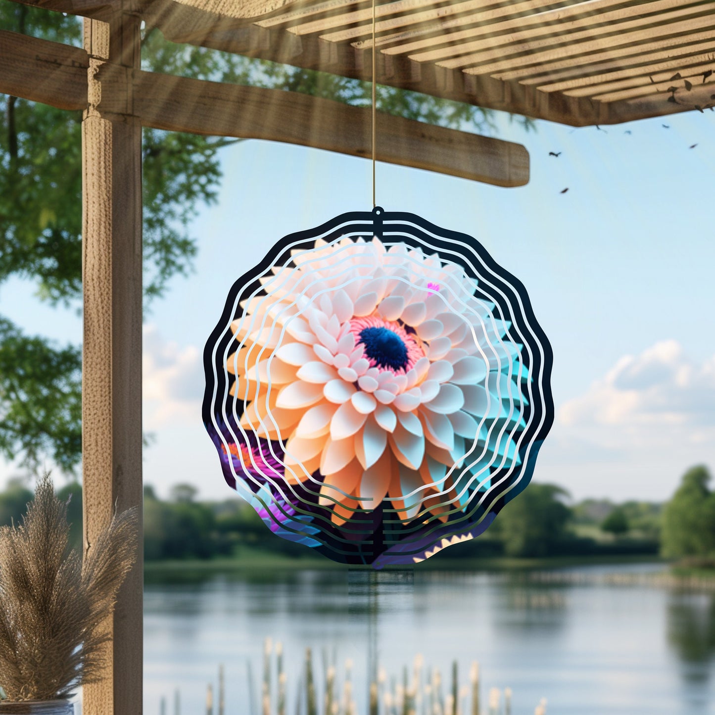 Beautiful Lotus Flower Designs, 10 Inch Garden Wind Spinner