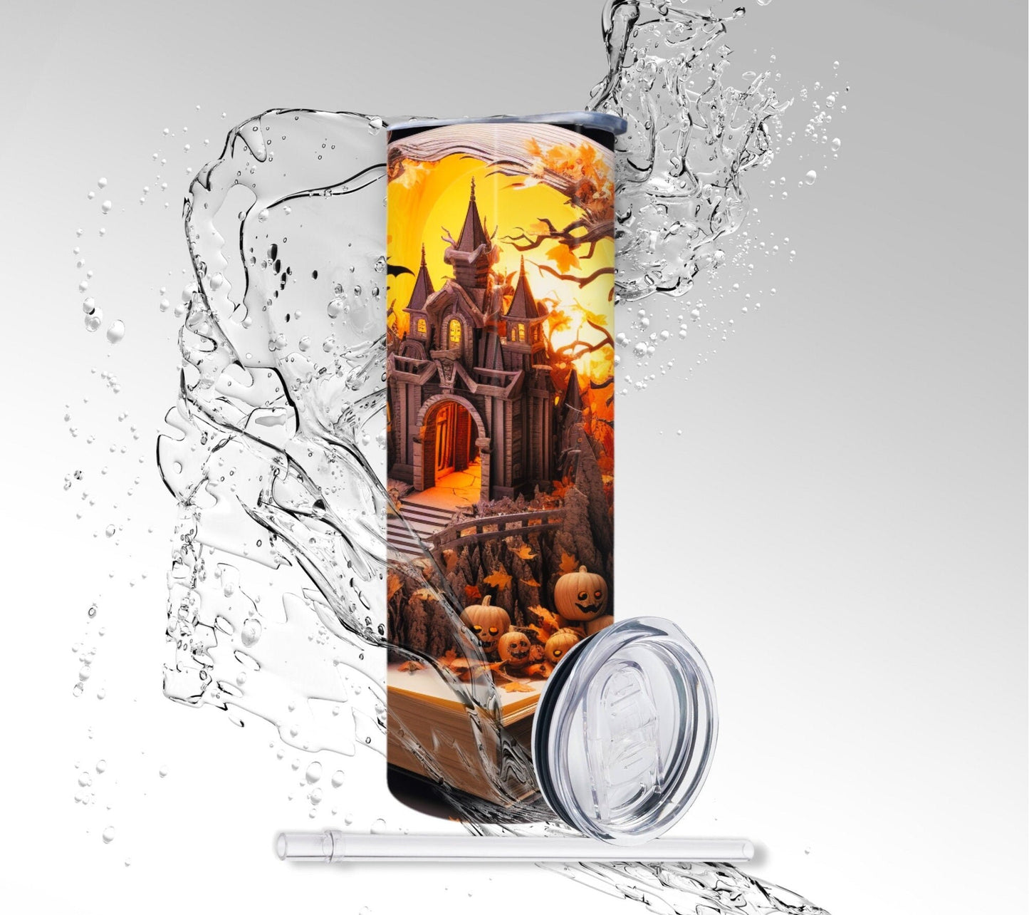 Halloween Pop-up Book, Sublimated 20 oz Skinny Tumbler