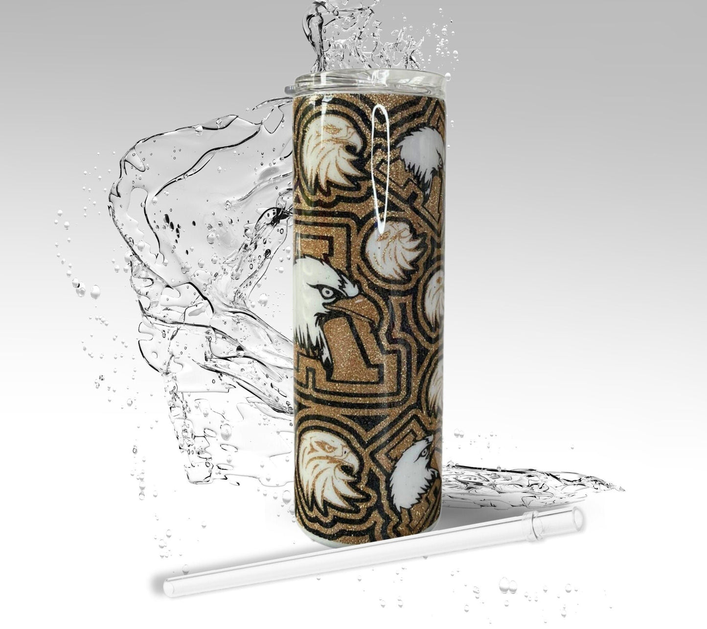 Customize Your High School, Glitter Epoxy 20 oz Skinny Tumbler