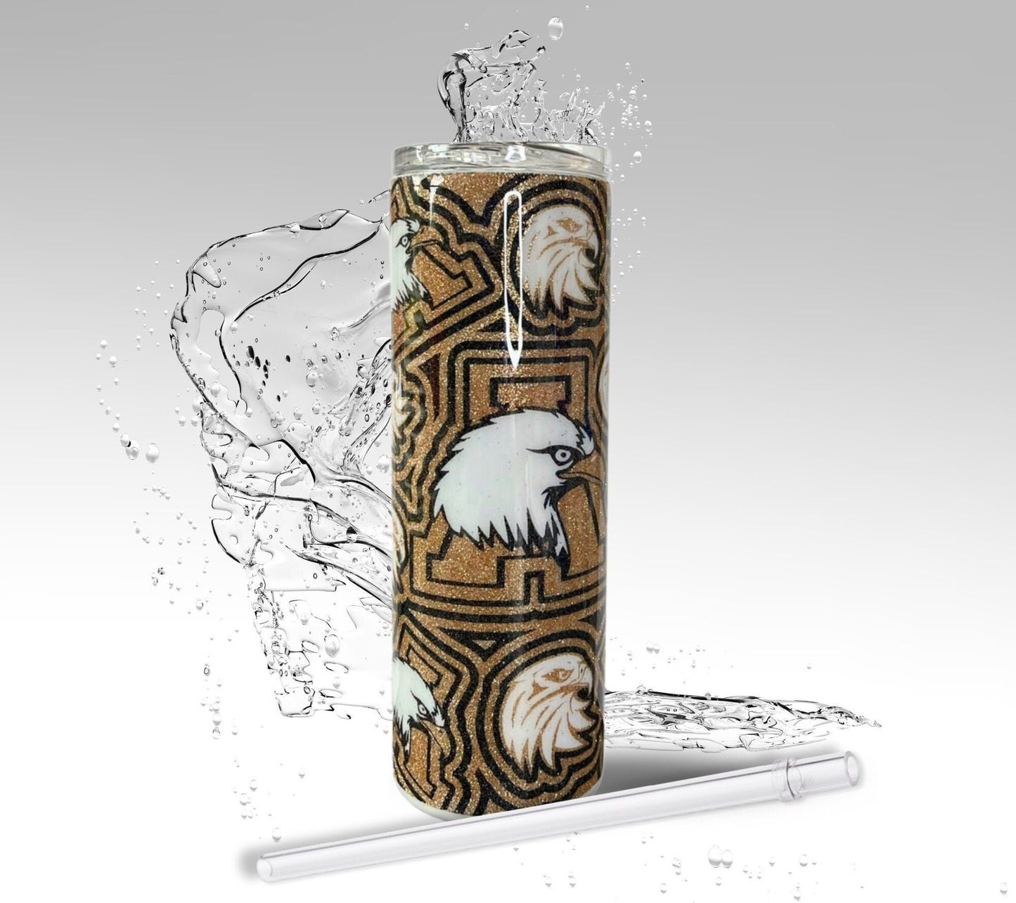 Customize Your High School, Glitter Epoxy 20 oz Skinny Tumbler
