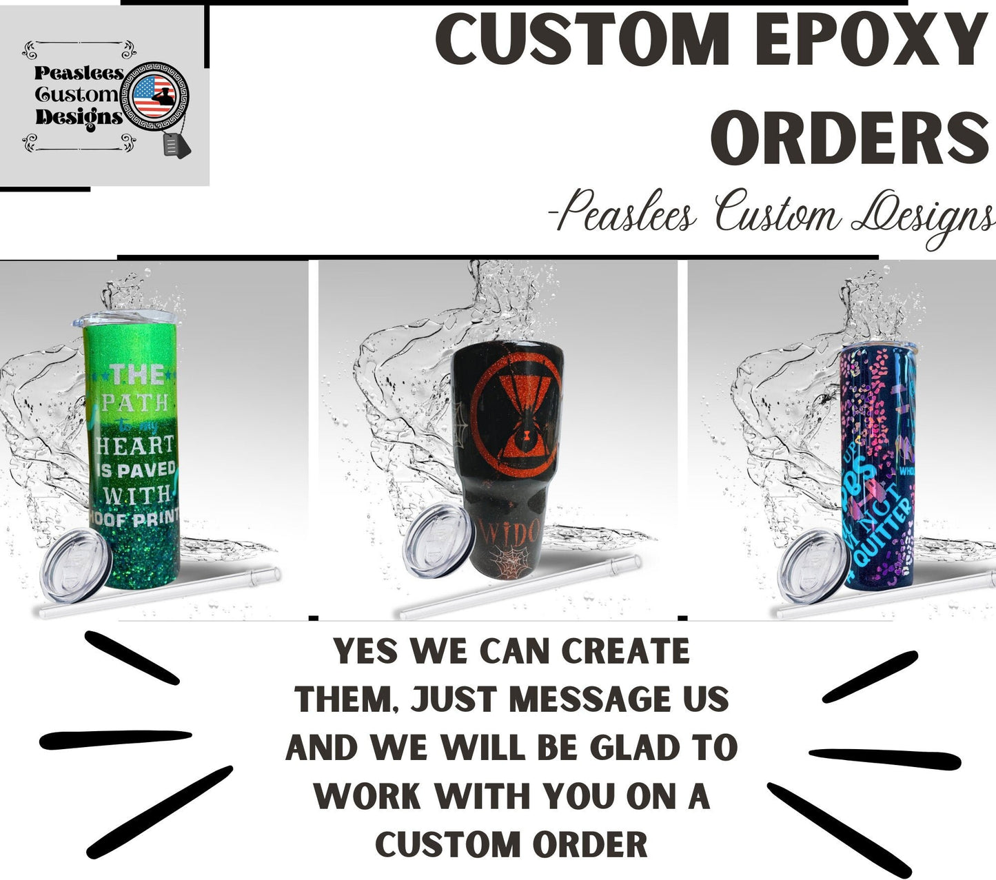 Custom Cowboys, Glitter Epoxy 20 oz Skinny Tumbler