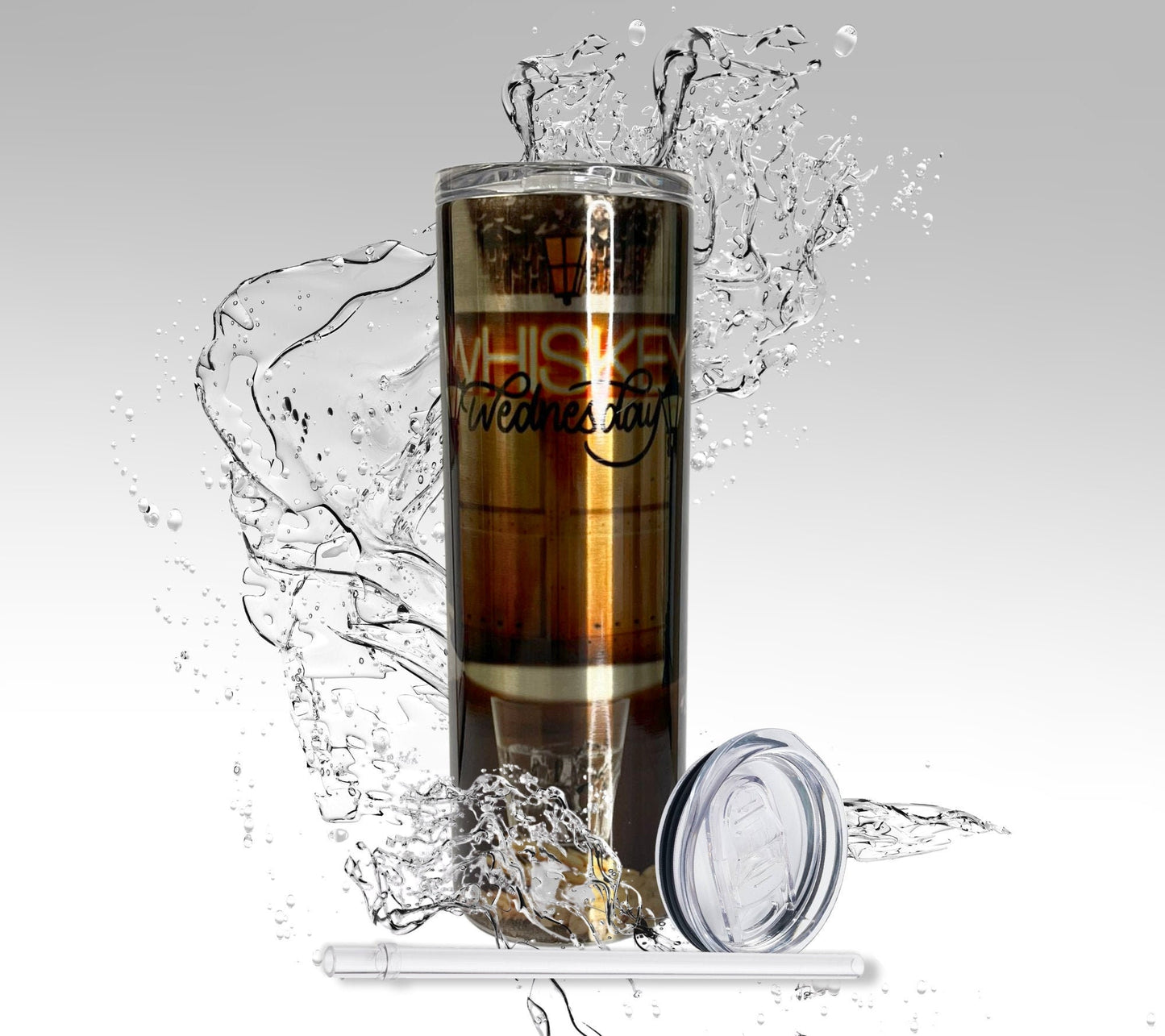 Men’s Whiskey, Sublimated 20oz Skinny Stainless Steel Tumbler