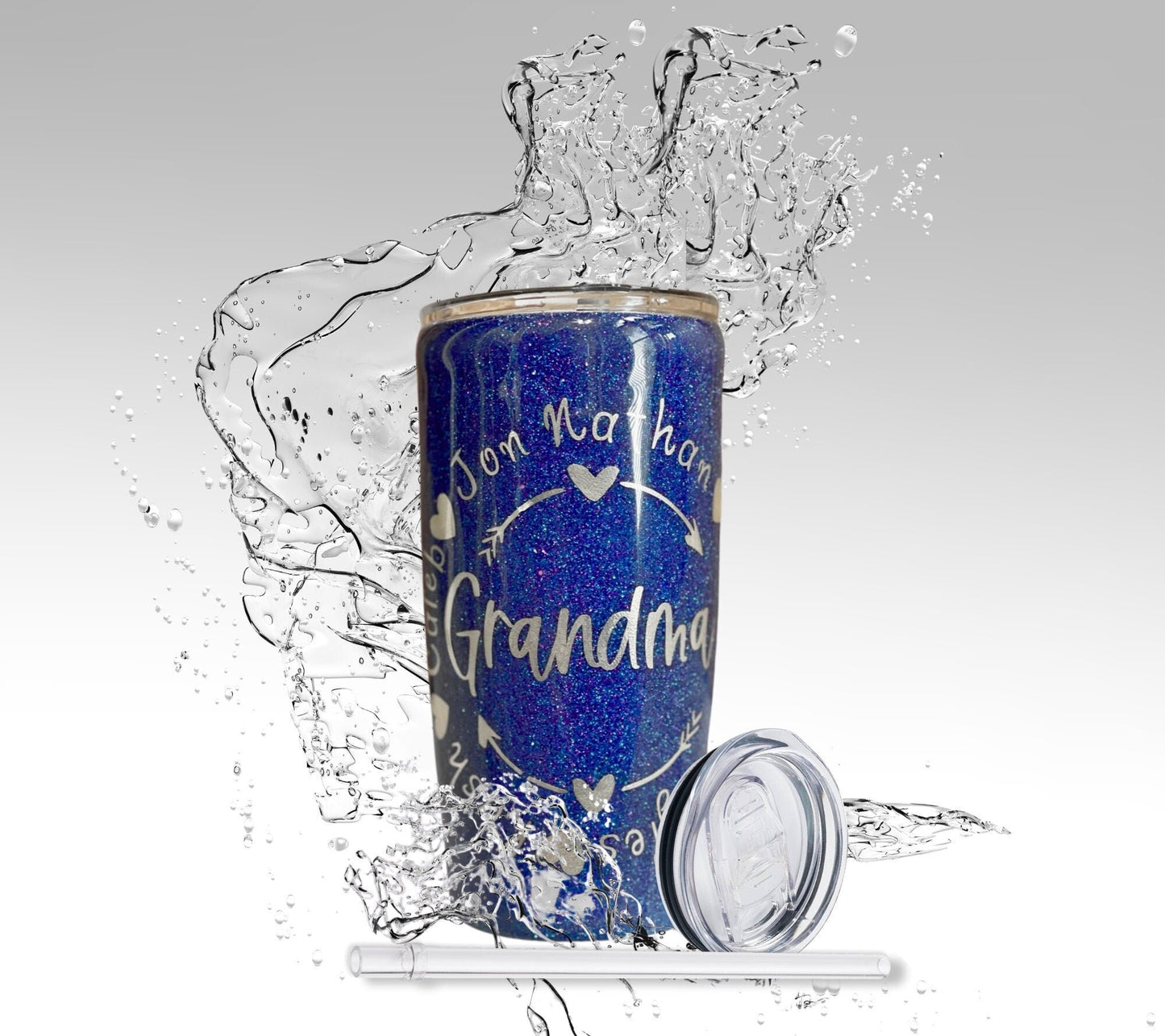 Grandma Hearts, Glitter Epoxy Custom oz Tumbler