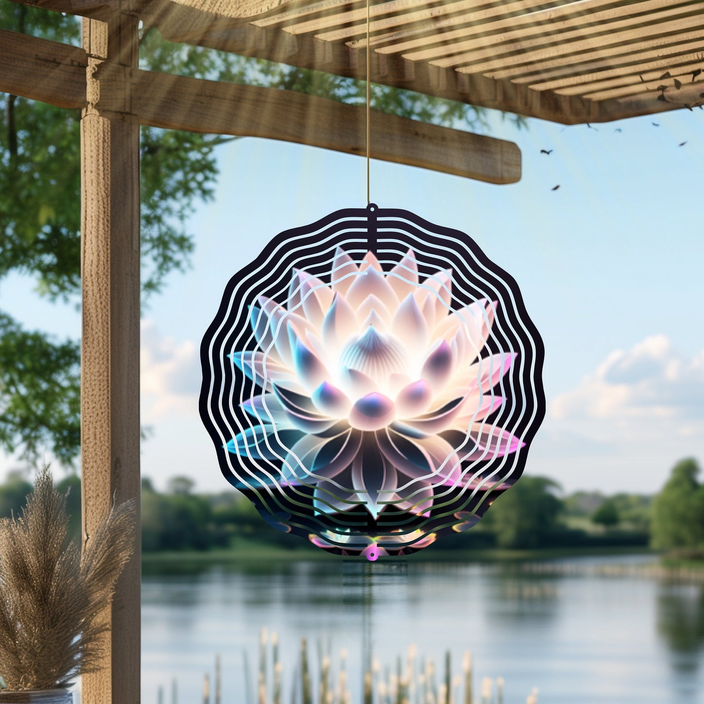 Beautiful Lotus Flower Designs, 10 Inch Garden Wind Spinner