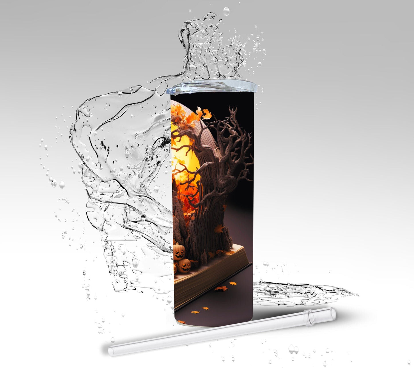 Halloween Pop-up Book, Sublimated 20 oz Skinny Tumbler