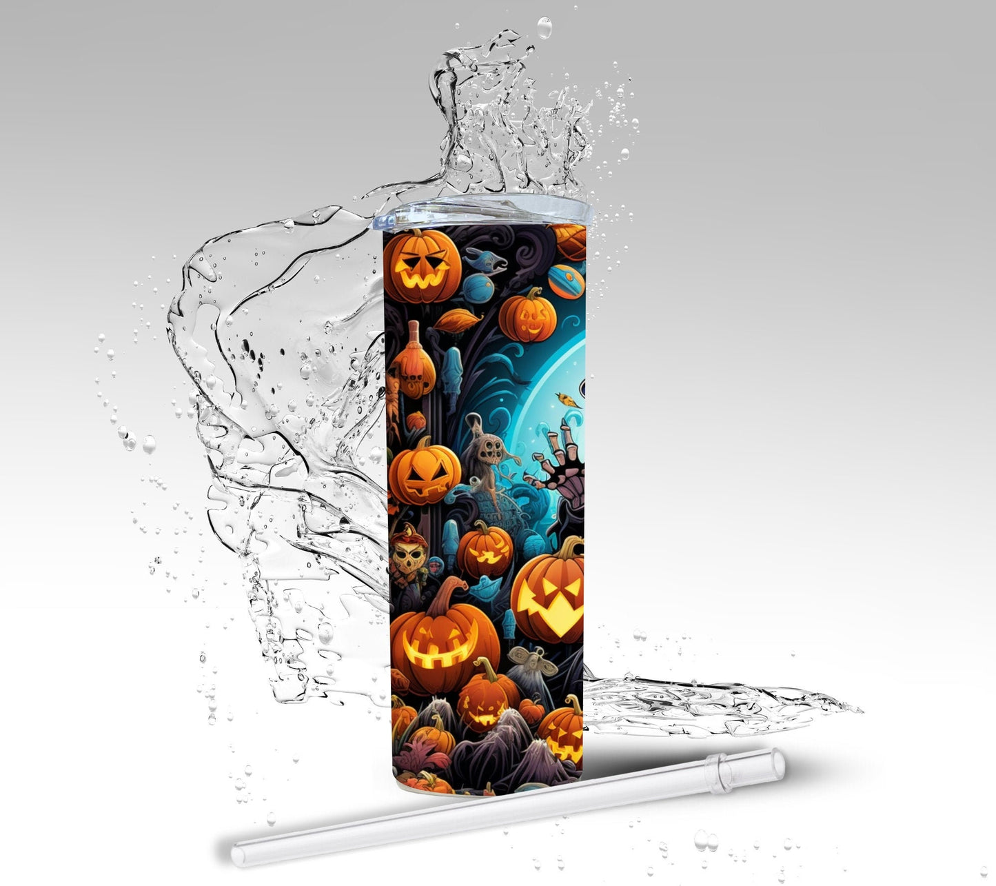 Halloween Tumbler: Witchy Pumpkin Patch, Sublimated 20 oz Skinny Tumbler