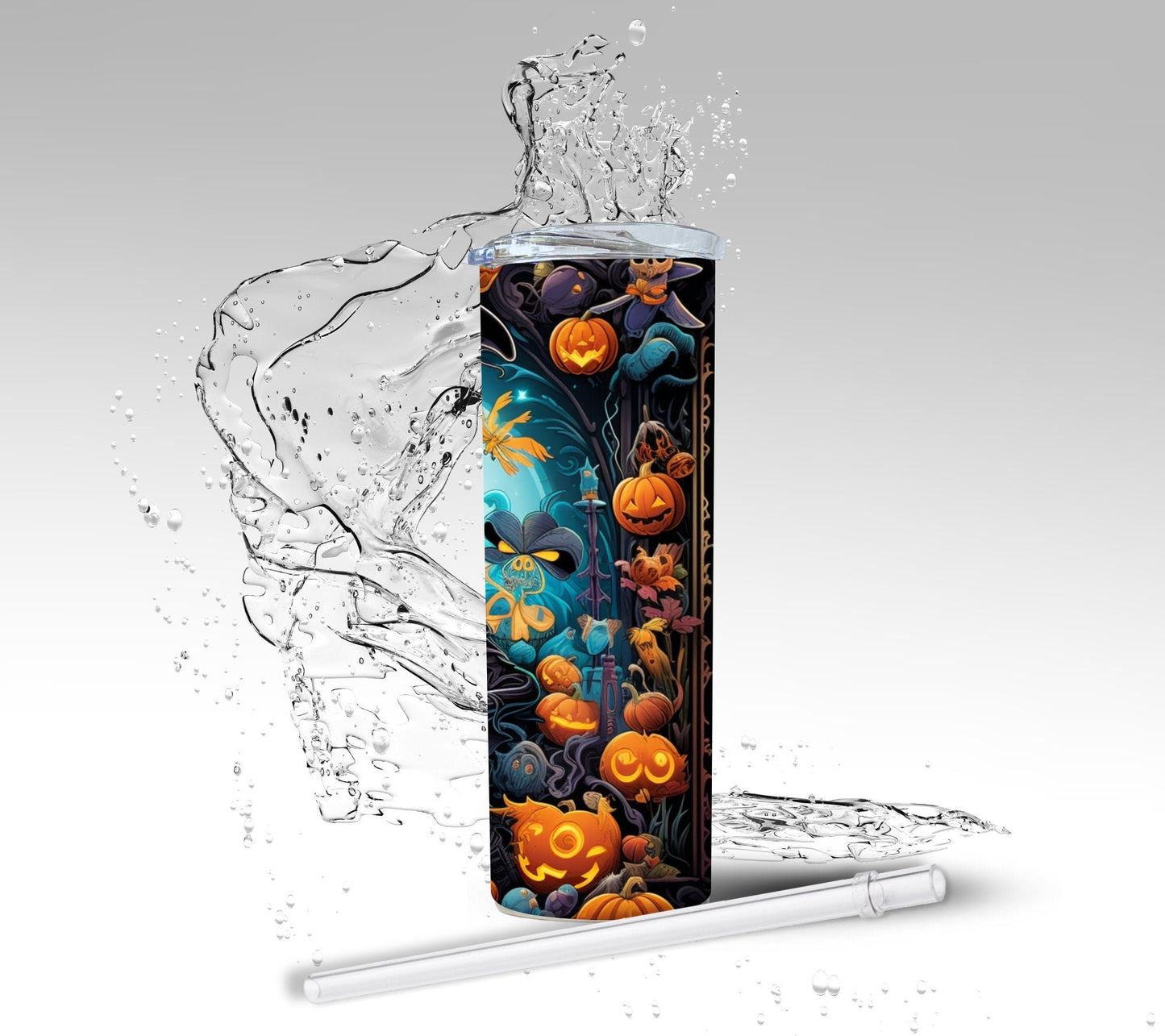 Halloween Tumbler: Witchy Pumpkin Patch, Sublimated 20 oz Skinny Tumbler