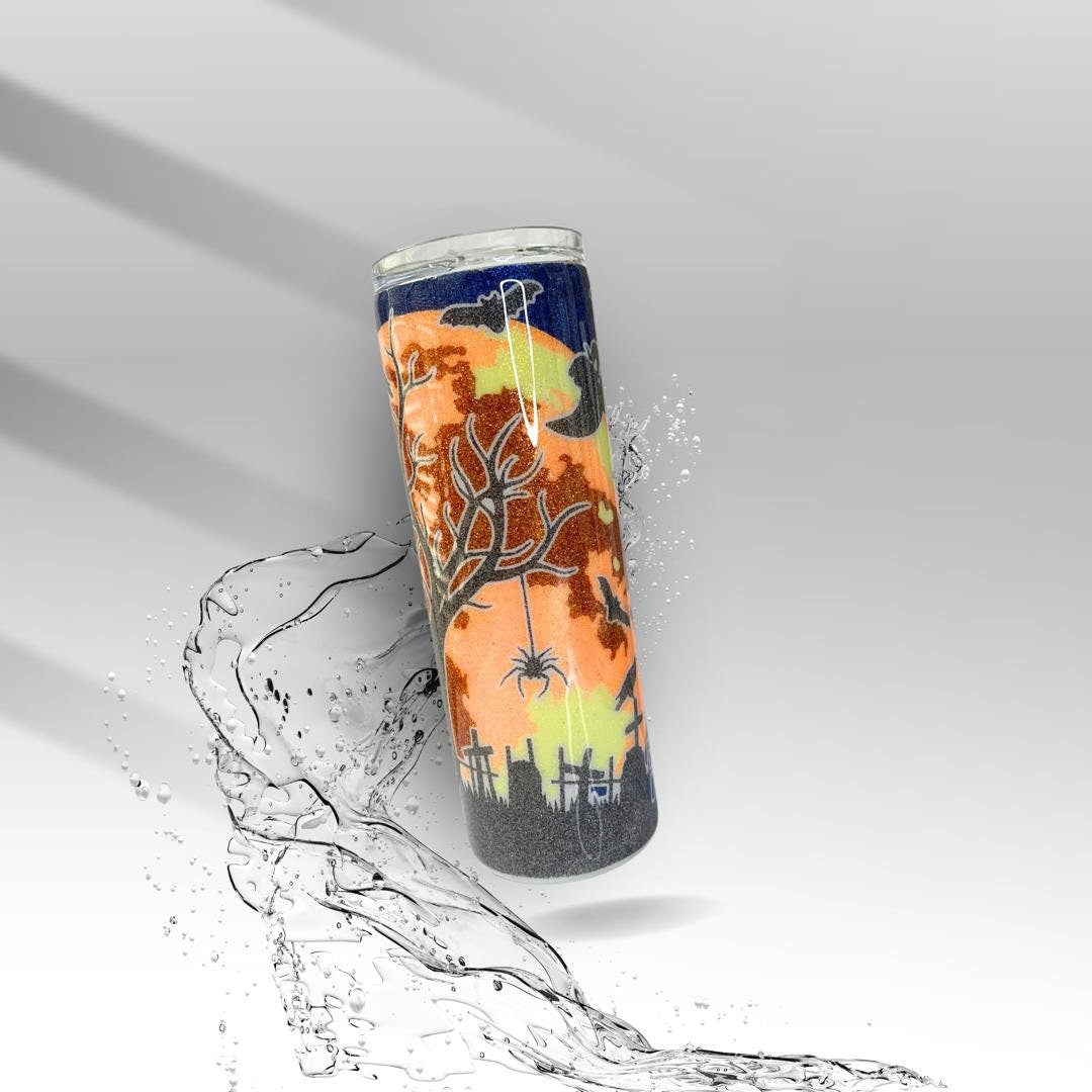 Haunted Halloween Night, Glittered Epoxy Insulated Tumbler