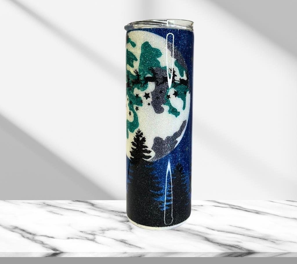 Christmas Night, Glitter Epoxy 20 oz Skinny Tumbler