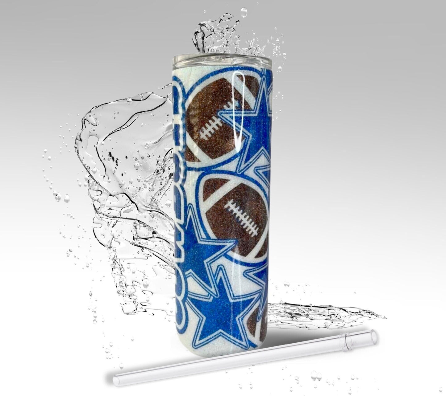 Custom Cowboys, Glitter Epoxy 20 oz Skinny Tumbler