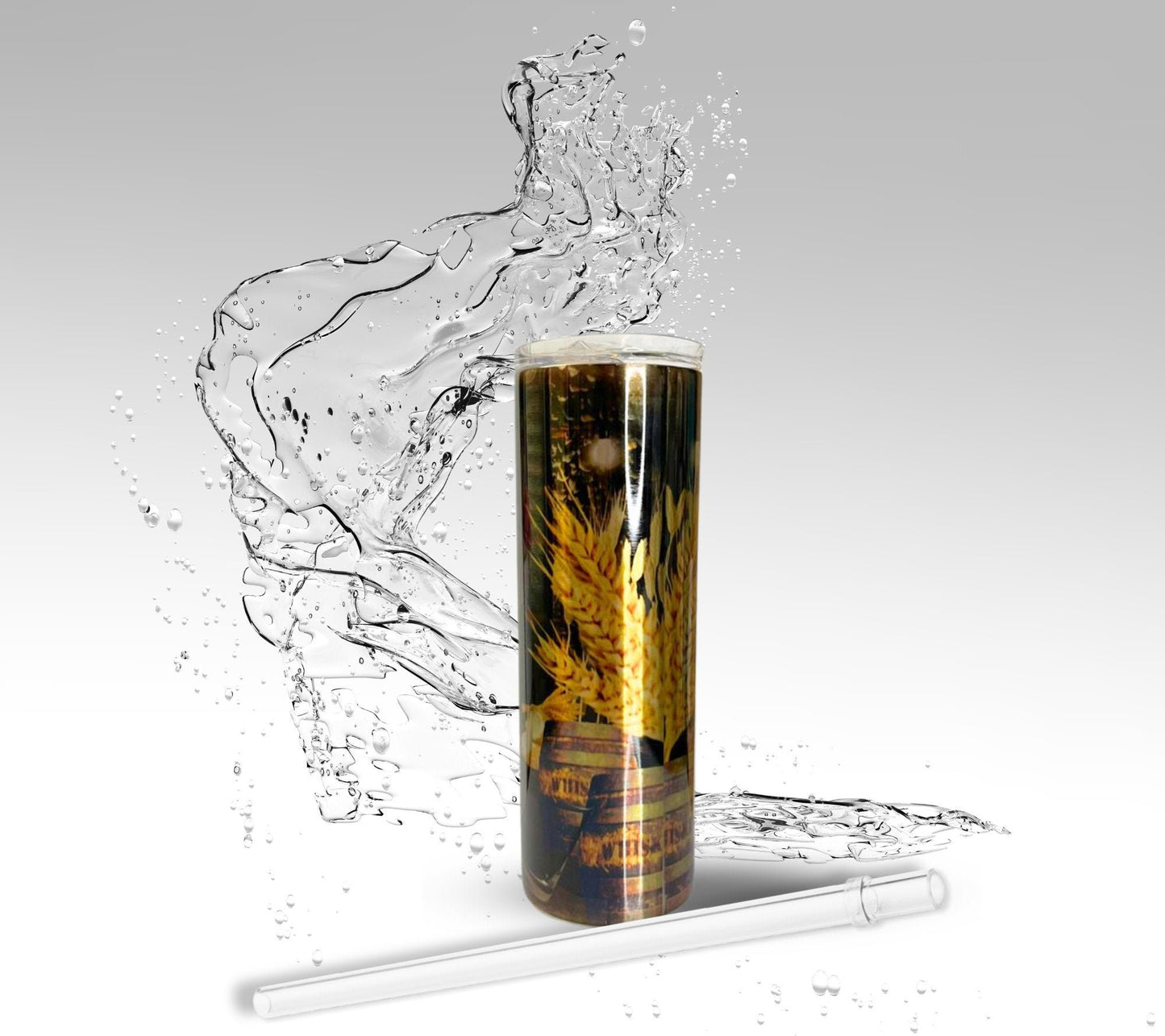 Men’s Whiskey, Sublimated 20oz Skinny Stainless Steel Tumbler