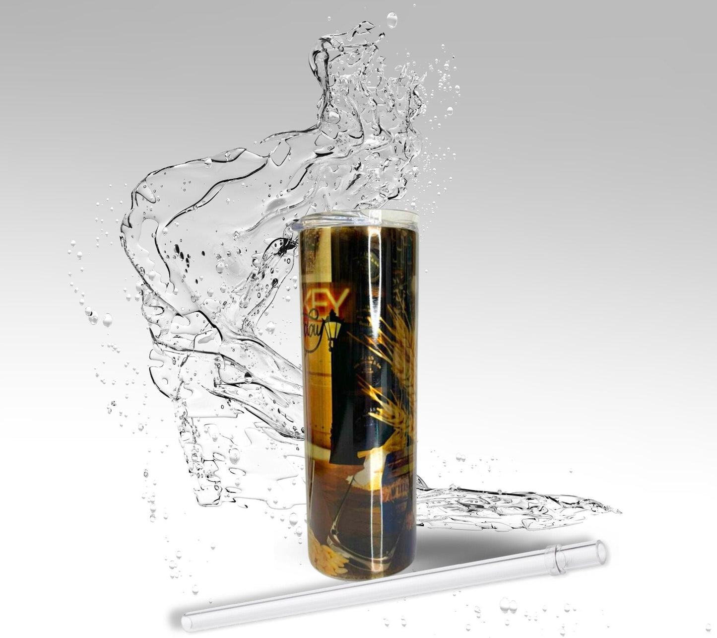 Men’s Whiskey, Sublimated 20oz Skinny Stainless Steel Tumbler