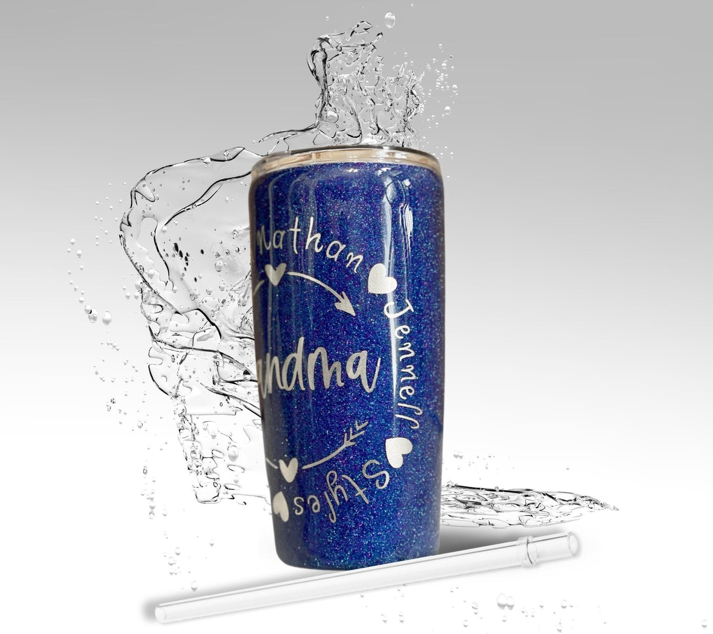 Grandma Hearts, Glitter Epoxy Custom oz Tumbler