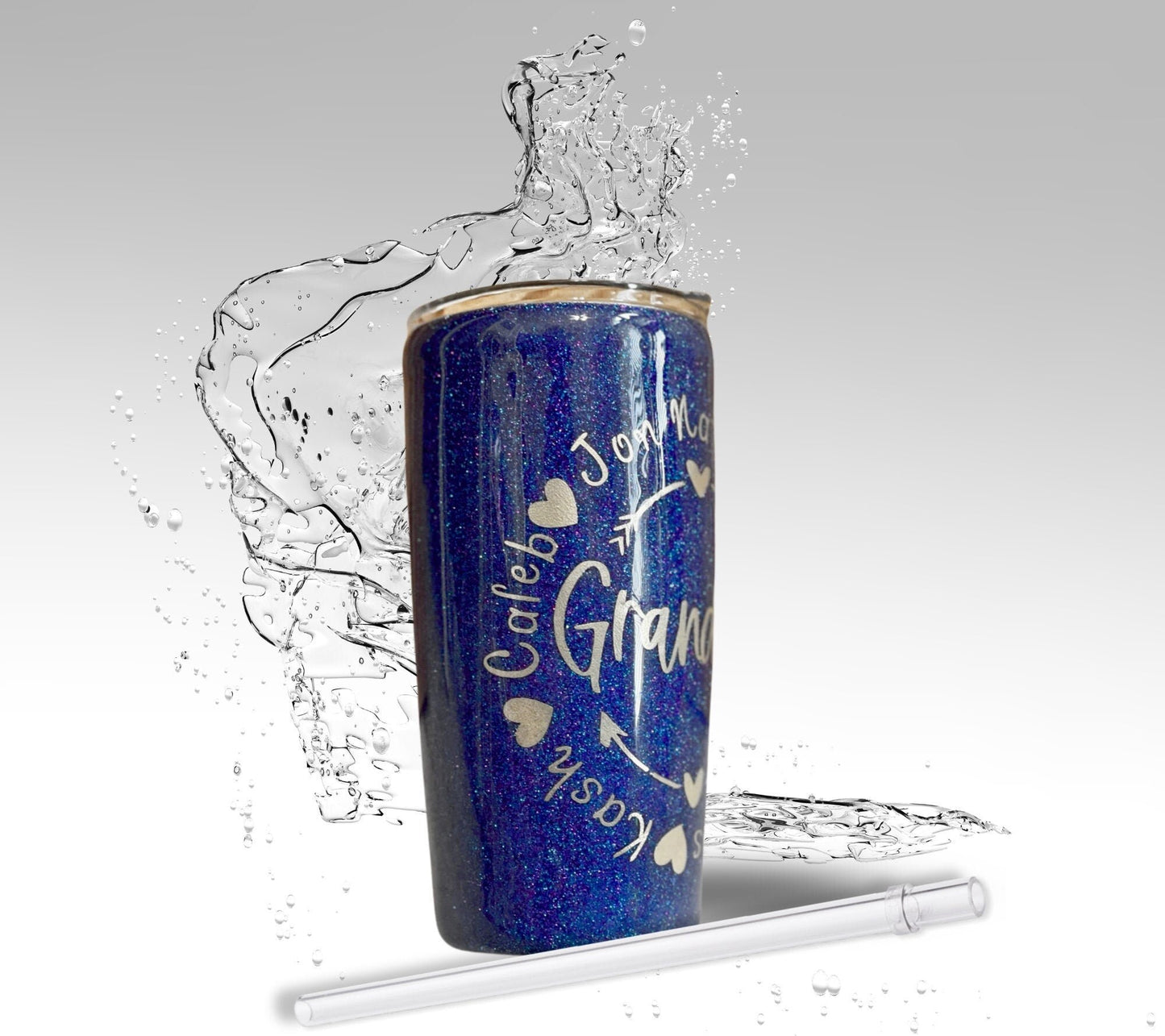 Grandma Hearts, Glitter Epoxy Custom oz Tumbler