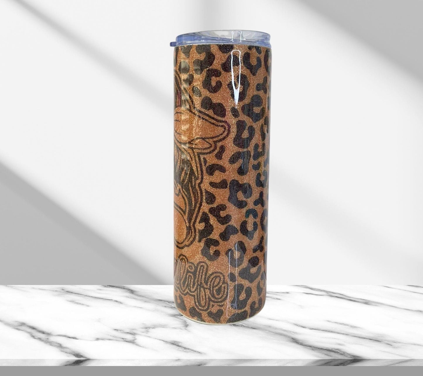 Black Leopard Print Mom, Glitter Epoxy Custom oz Tumbler