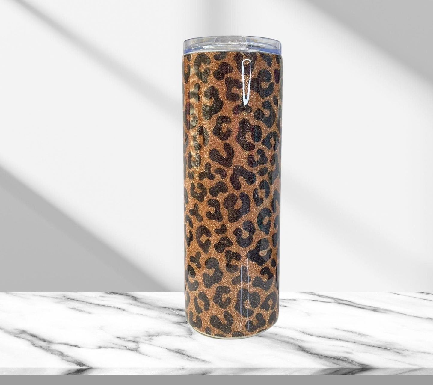 Black Leopard Print Mom, Glitter Epoxy Custom oz Tumbler