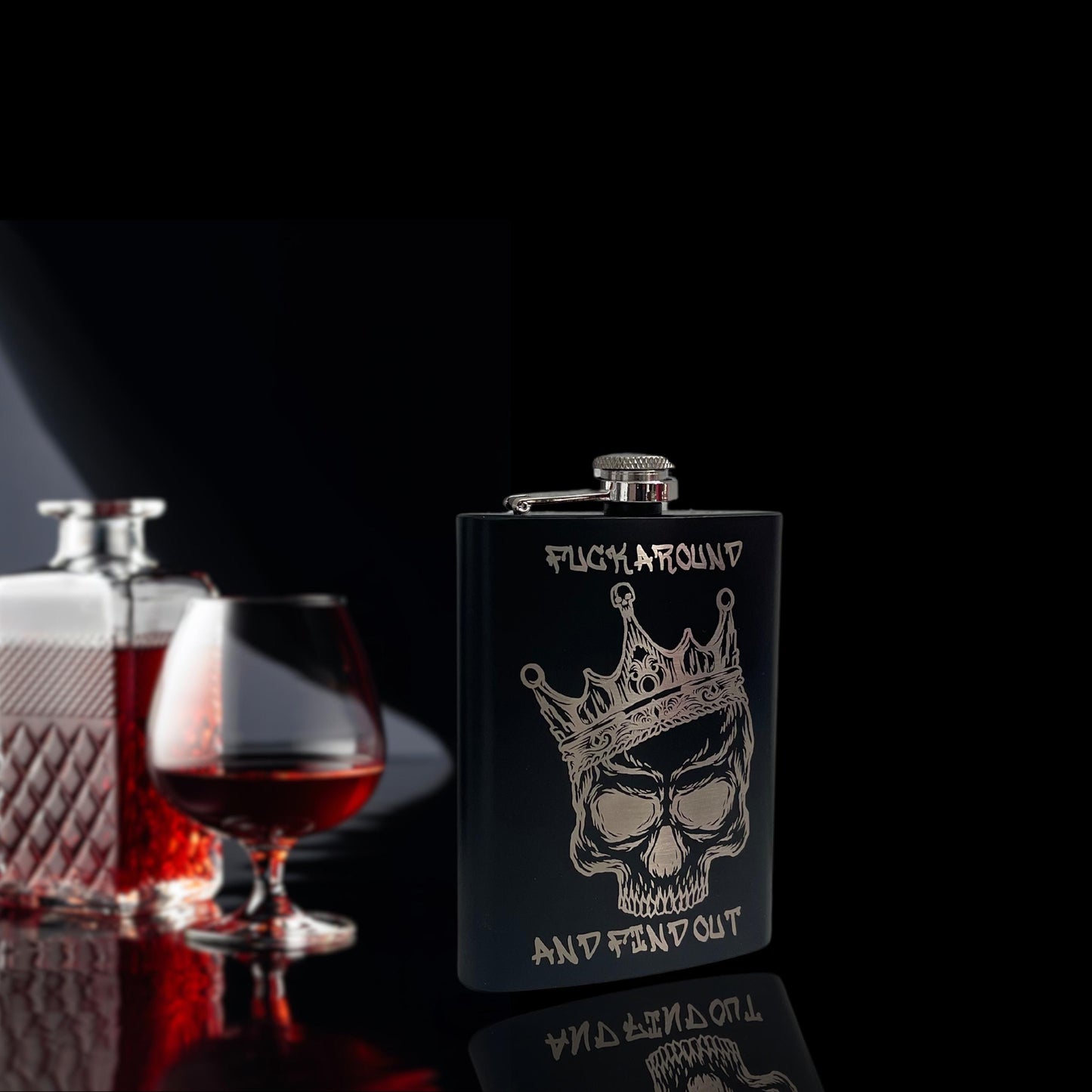 FAFO Flask, Laser Engraved, Skull