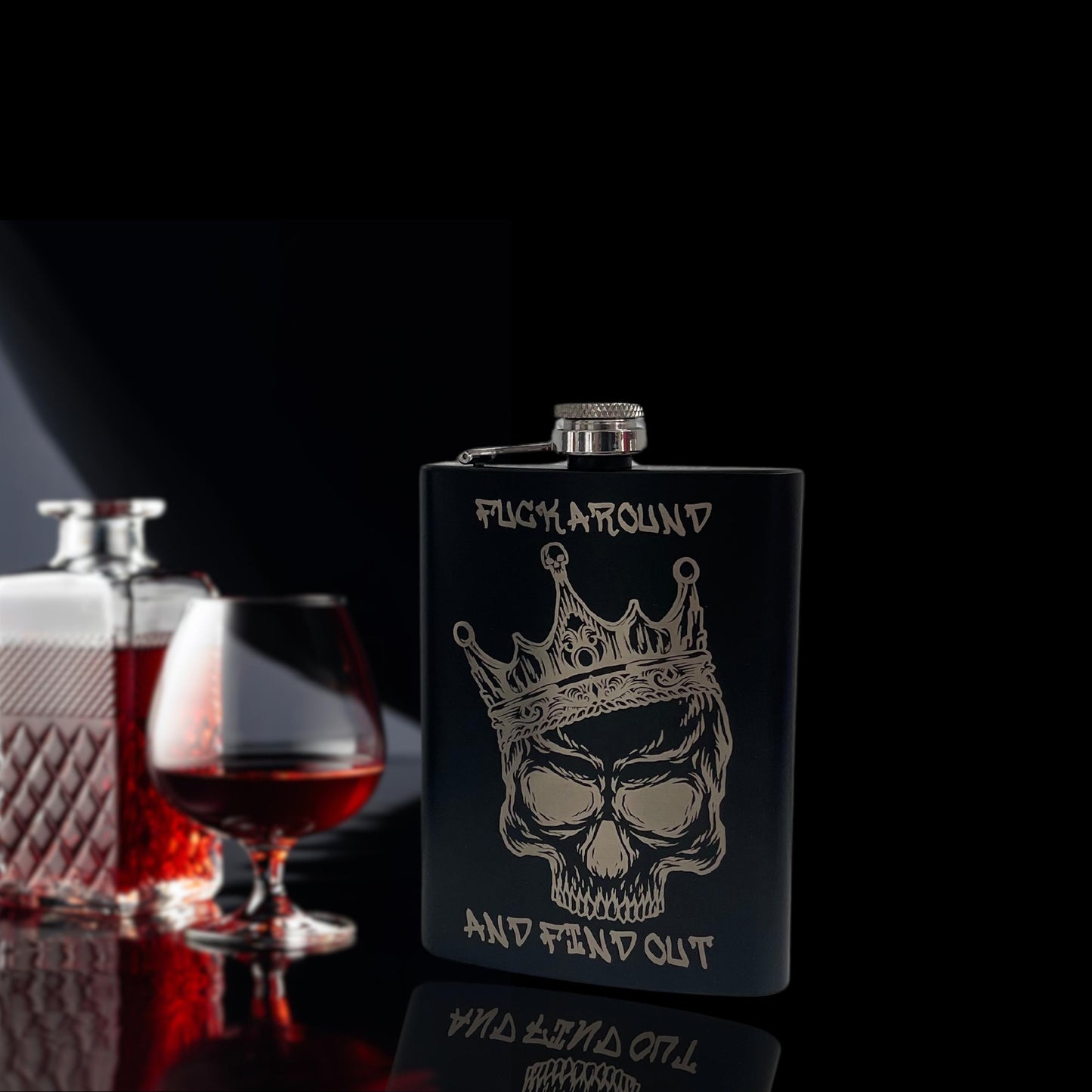 FAFO Flask, Laser Engraved, Skull