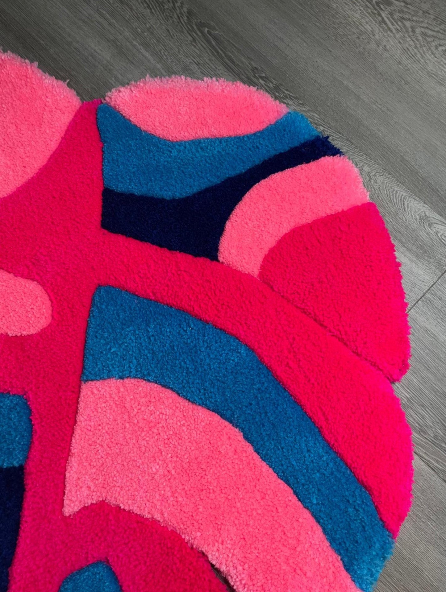 Groovy Monstera Tufted Rug | Funky Leaf Shaped Area Rug | 45” Handmade Acrylic Rug | Boho Colorful Home Decor | Texas Veteran Made