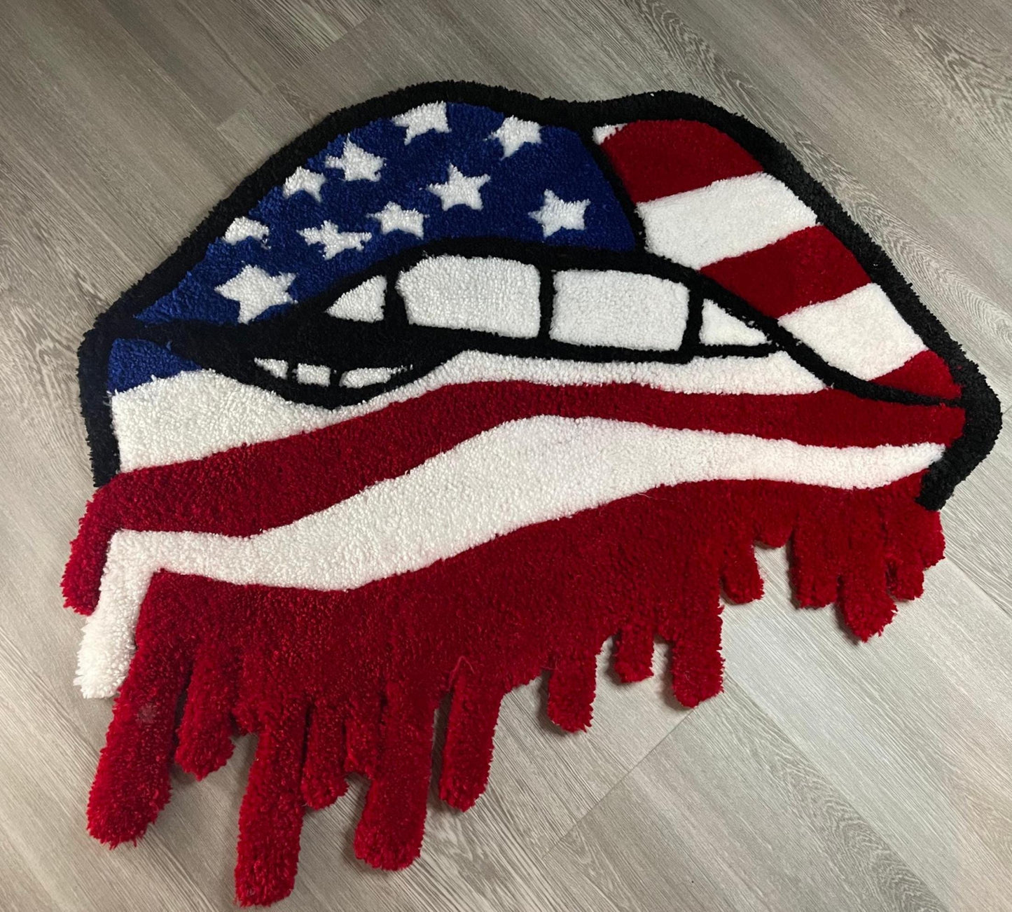 American Lips Tufted Rug β Bold Patriotic Pop Art Style β Handmade Rug