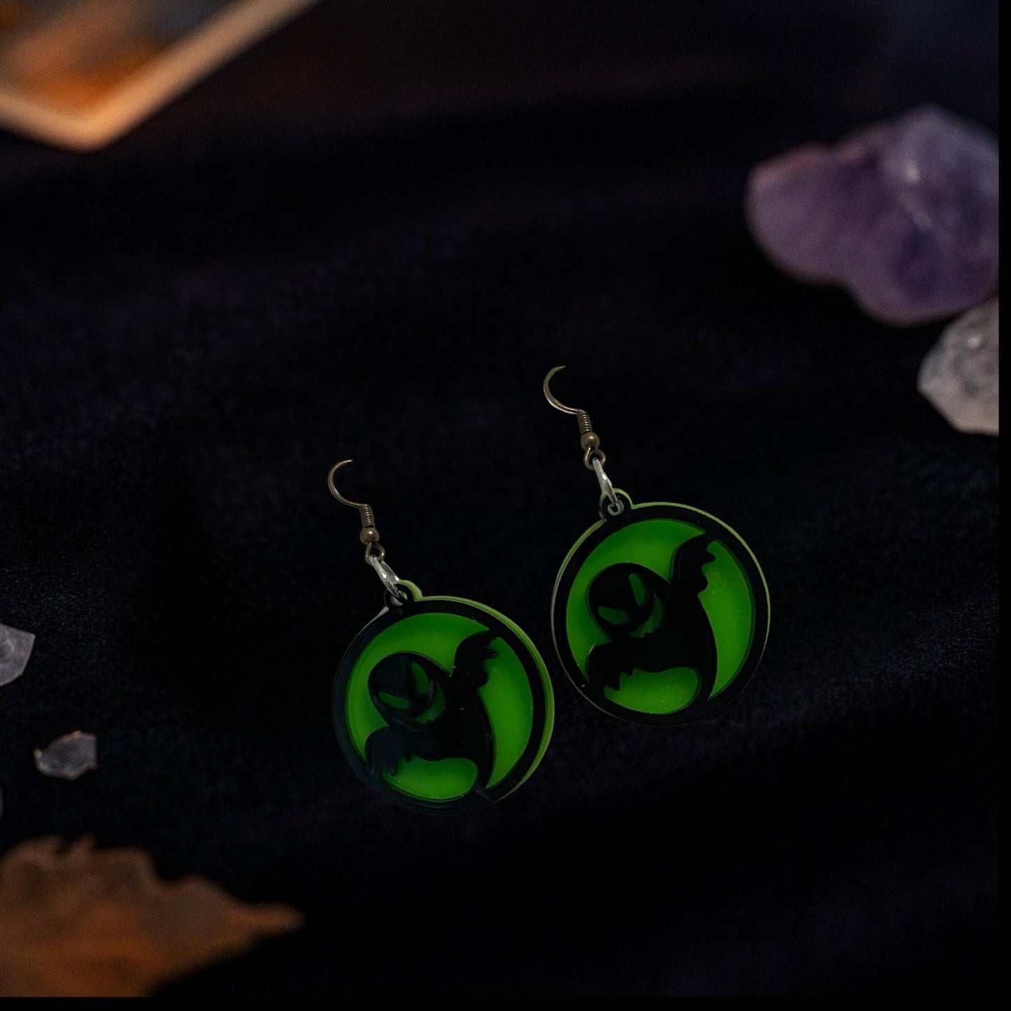 Glow Green Ghost Earrings | Handmade Acrylic Halloween Jewelry