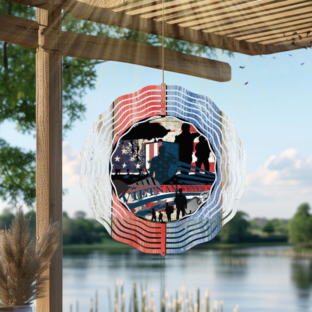 Patriotic Wind Spinner | Veteran Garden Decor, American Flag Art