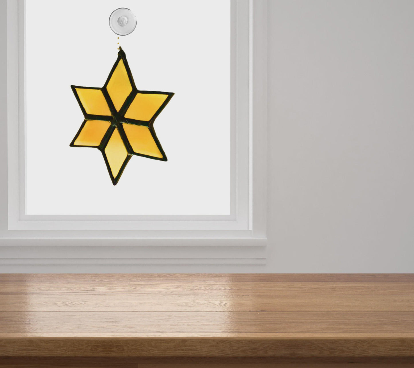 Small Star Ornament Stained Glass | Handmade Yellow Sun Catcher | Holiday Window Décor | Christmas Ornament Gift