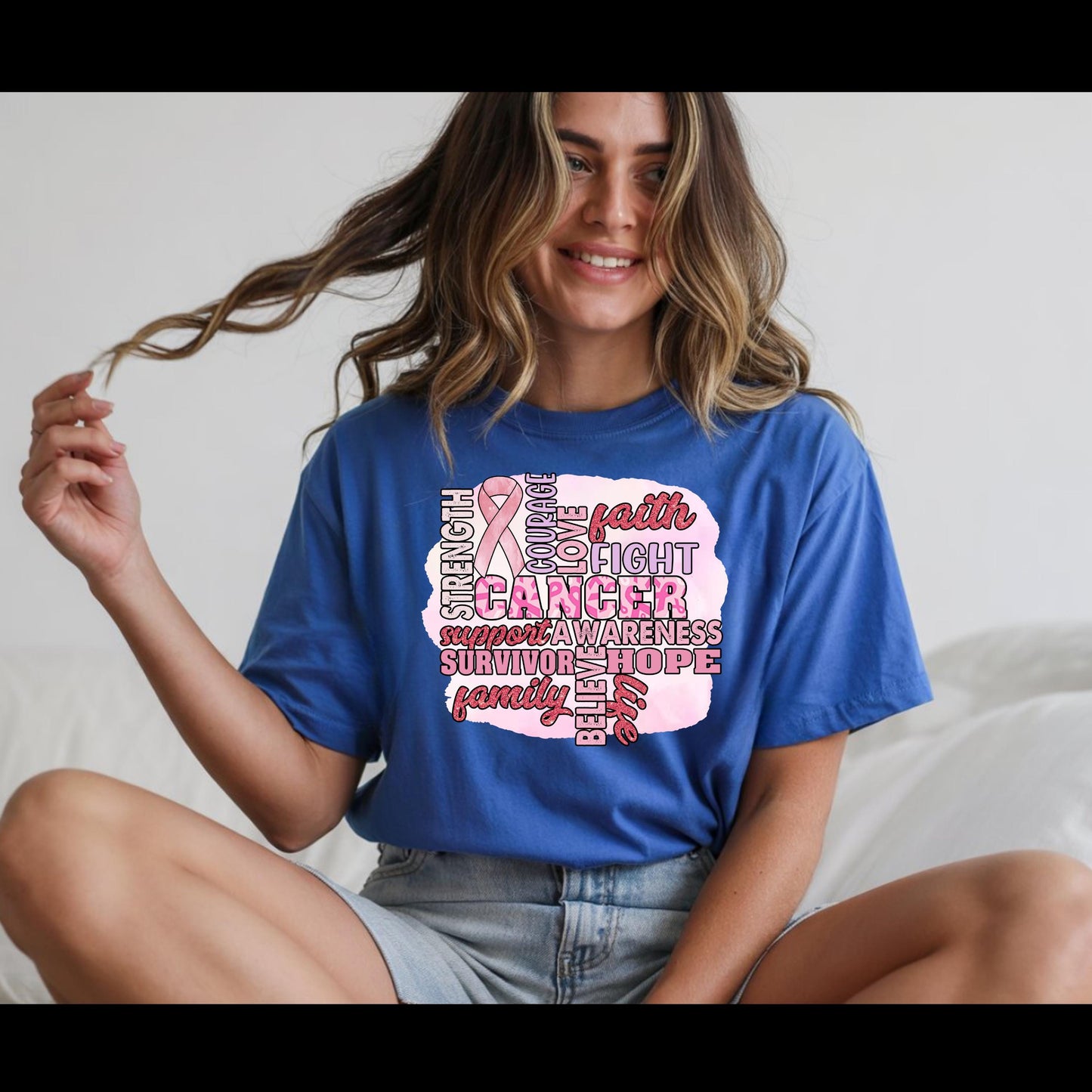 Breast Cancer Awareness Shirt | Pink Ribbon Support Tee | Cancer Awareness T-Shirt Hope Faith Strength Shirt | October Awareness Tee