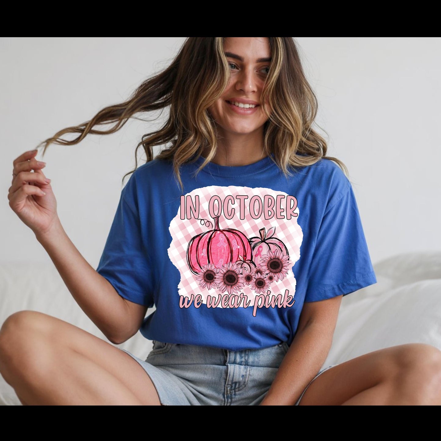In October We Wear Pink Shirt | Breast Cancer Awareness Pumpkin Tee | Pink Pumpkin Fall Shirt | October Awareness T-Shirt