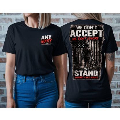 🖤 We Stand Against Child Abuse Shirt | Awareness Graphic Tee | Protect Children Statement Shirt | Anti Abuse Advocacy Apparel