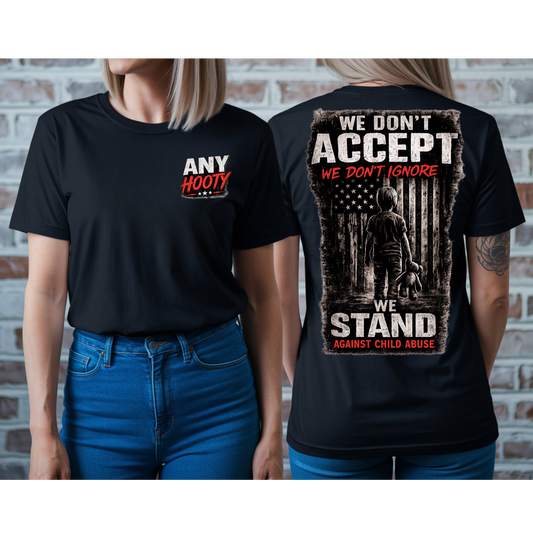 🖤 We Stand Against Child Abuse Shirt | Awareness Graphic Tee | Protect Children Statement Shirt | Anti Abuse Advocacy Apparel
