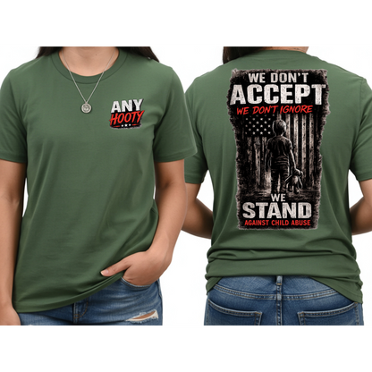 🖤 We Stand Against Child Abuse Shirt | Awareness Graphic Tee | Protect Children Statement Shirt | Anti Abuse Advocacy Apparel