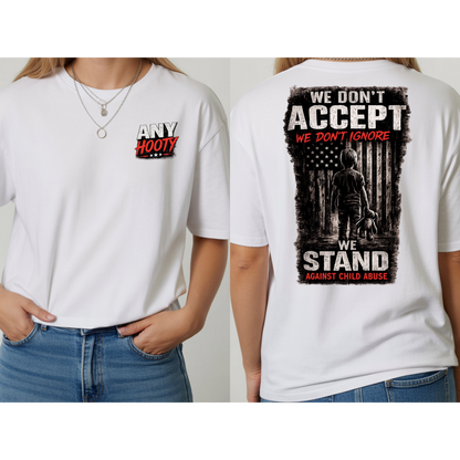 🖤 We Stand Against Child Abuse Shirt | Awareness Graphic Tee | Protect Children Statement Shirt | Anti Abuse Advocacy Apparel
