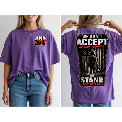 🖤 We Stand Against Child Abuse Shirt | Awareness Graphic Tee | Protect Children Statement Shirt | Anti Abuse Advocacy Apparel