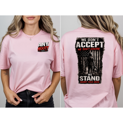 🖤 We Stand Against Child Abuse Shirt | Awareness Graphic Tee | Protect Children Statement Shirt | Anti Abuse Advocacy Apparel
