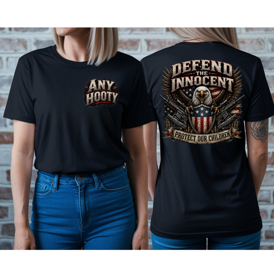 🇺🇸 Defend The Innocent Shirt | Protect Our Children Tee | Patriotic Eagle Graphic Shirt | Awareness Statement Apparel