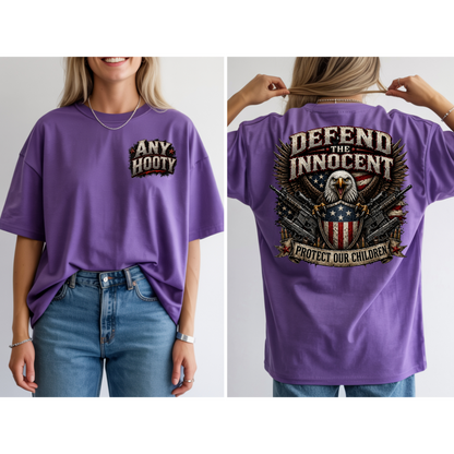 🇺🇸 Defend The Innocent Shirt | Protect Our Children Tee | Patriotic Eagle Graphic Shirt | Awareness Statement Apparel