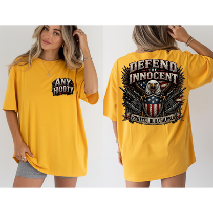 🇺🇸 Defend The Innocent Shirt | Protect Our Children Tee | Patriotic Eagle Graphic Shirt | Awareness Statement Apparel