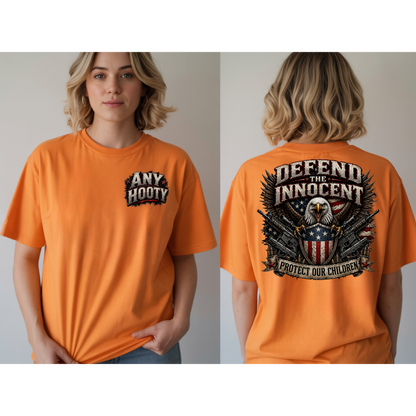 🇺🇸 Defend The Innocent Shirt | Protect Our Children Tee | Patriotic Eagle Graphic Shirt | Awareness Statement Apparel