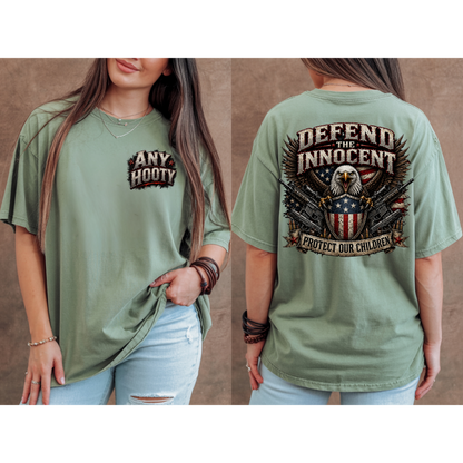 🇺🇸 Defend The Innocent Shirt | Protect Our Children Tee | Patriotic Eagle Graphic Shirt | Awareness Statement Apparel