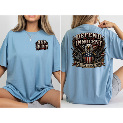🇺🇸 Defend The Innocent Shirt | Protect Our Children Tee | Patriotic Eagle Graphic Shirt | Awareness Statement Apparel