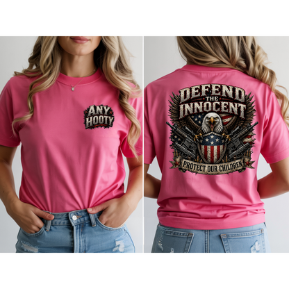 🇺🇸 Defend The Innocent Shirt | Protect Our Children Tee | Patriotic Eagle Graphic Shirt | Awareness Statement Apparel