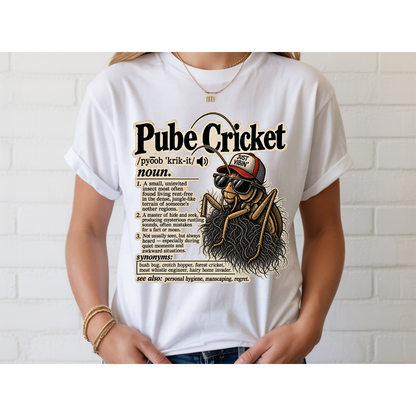 😂 Pube Cricket Funny Dictionary Shirt | Adult Humor Graphic Tee | Rude Novelty T-Shirt | Sarcastic Gag Gift
