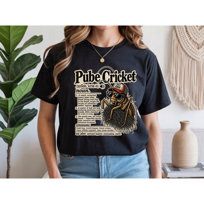 😂 Pube Cricket Funny Dictionary Shirt | Adult Humor Graphic Tee | Rude Novelty T-Shirt | Sarcastic Gag Gift