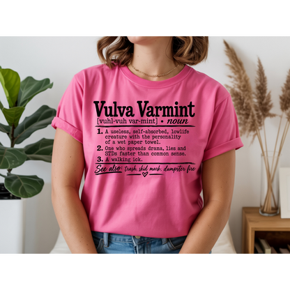 😂 Vulva Varmint Funny Dictionary Shirt | Adult Humor Graphic Tee | Rude Sarcastic T-Shirt