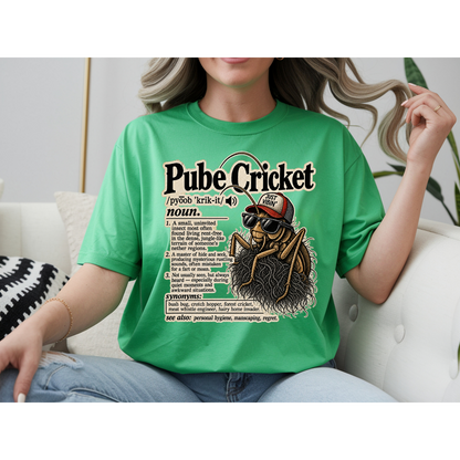 😂 Pube Cricket Funny Dictionary Shirt | Adult Humor Graphic Tee | Rude Novelty T-Shirt | Sarcastic Gag Gift