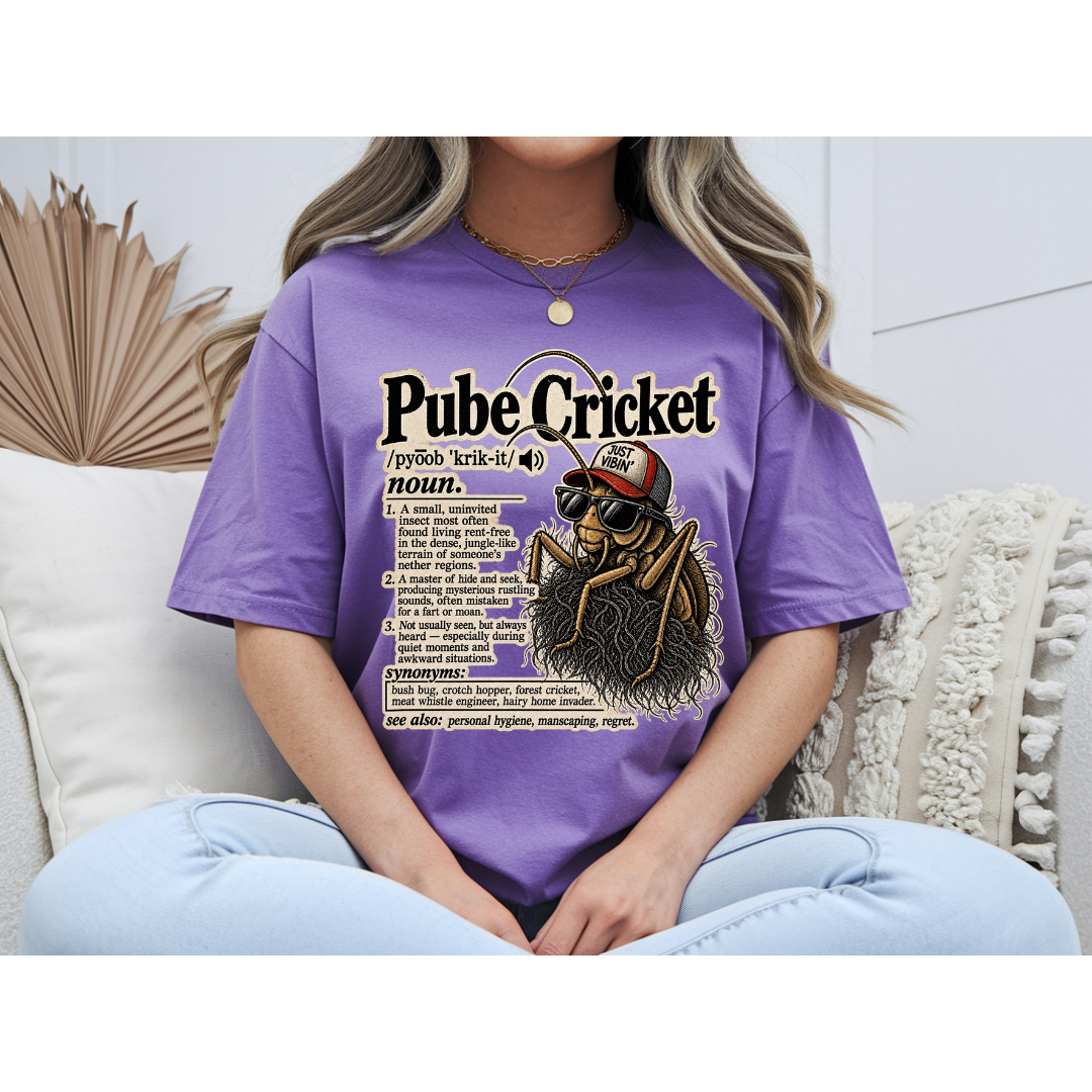 😂 Pube Cricket Funny Dictionary Shirt | Adult Humor Graphic Tee | Rude Novelty T-Shirt | Sarcastic Gag Gift